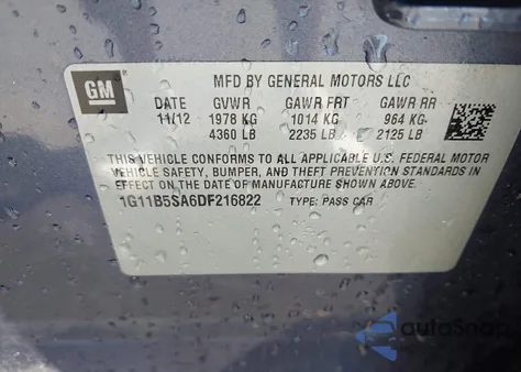 2013 Chevrolet Malibu 1Ls from USA, damaged, VIN 1G11B5SA6DF216822